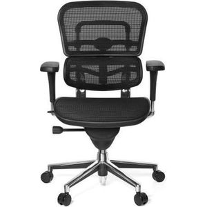hjh OFFICE ERGOHUMAN BASE 652984 bureaustoel van netstof, zwart, hoogwaardige bureaudraaistoel met volledige uitrusting