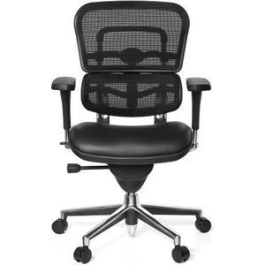 hjh OFFICE ERGOHUMAN Base 652987 bureaustoel leer / net zwart hoogwaardige draaistoel met volledige uitrusting