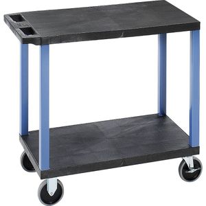 Universele wagen MULTI, l x b x h = 895 x 460 x 865 mm, 2 etages, zwart/blauw