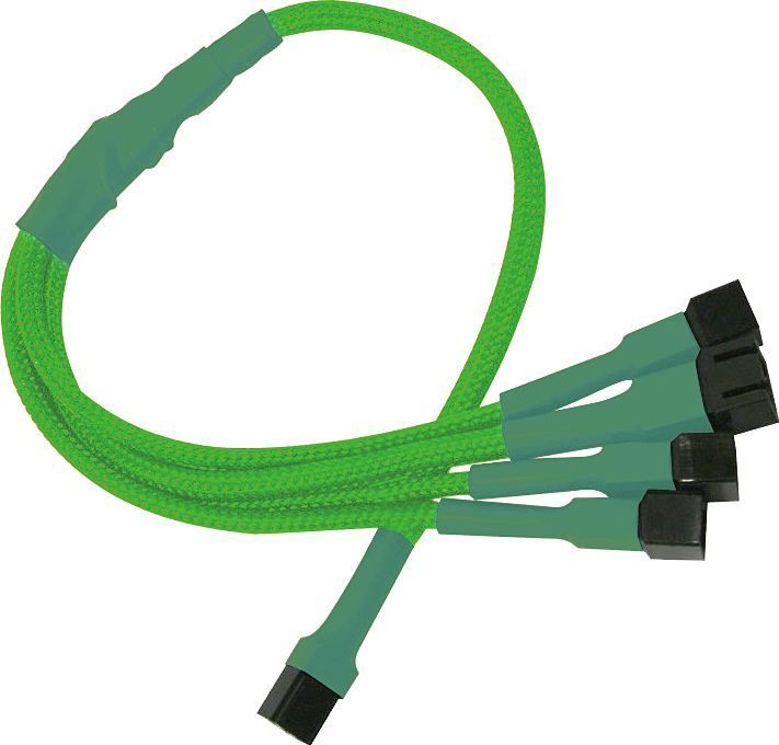 Nanoxia - Splitser voor stroom ventilator - 3 PINS interne stroom (V) naar 3 PINS interne stroom (M) - 30 cm - neon groen