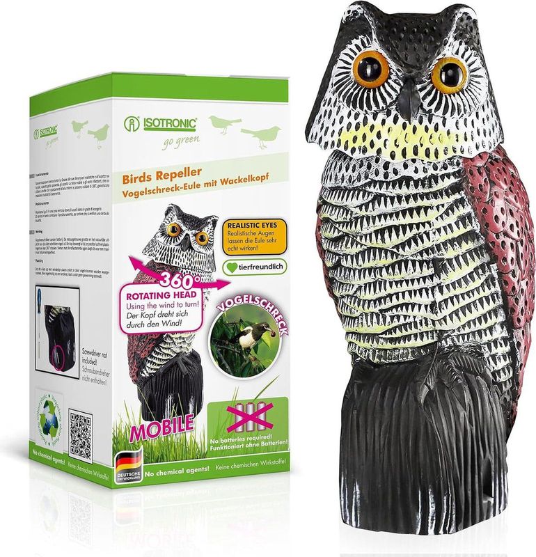 Isotronic Uil - Vogelverschrikker met Beweegbare Kop - Effectief en Duurzaam