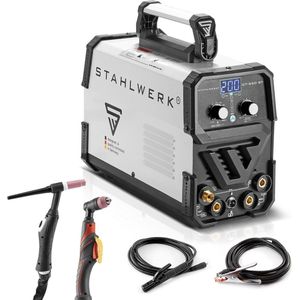 STAHLWERK CT550 ST - compact TIG/MMA lasapparaat met plasmasnijder tot 12mm, 200 ampère TIG/MMA + 50 ampère CUT, 7 jaar garantie, wit