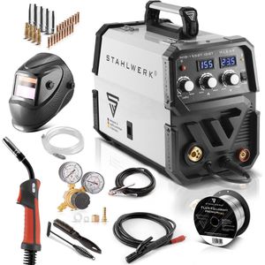 STAHLWERK lasapparaat MIG MAG 155 ST IGBT - volledig uitgerust - met synergische draadaanvoer en echt 155 ampère / inert gas lasapparaat met MMA / MMA