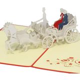 LINPOPUP®, LIN17068, pop-up kaart trouwkaart 3D-kaart bruiloft uitnodiging wenskaart bruidspaar trouwkoets, N84
