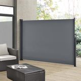 Juskys Seitenmarkise Dubai 300 x 180 cm ausziehbar blickdicht, Sichtschutz Garten, Terrasse anthrazit