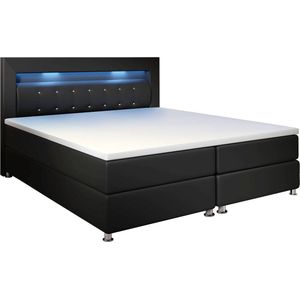 Boxspringbed Montana - 140 x 200 cm - Zwart - LED Verlichting