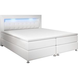 Boxspringbed Montana - 180 x 200 cm - Wit - LED Verlichting