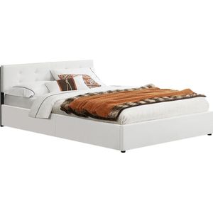 Gestoffeerd Bed Marbella - 140 x 200 cm - Wit - Bedlade