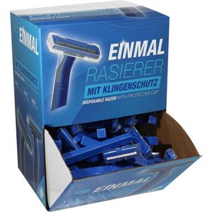 Teqler T-370650 Scheerapparaat voor eenmalig gebruik, scheert elke haarlengte zacht, veilig en huidvriendelijk, blauw (verpakking van 100 stuks)