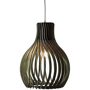 Opis PL2 zwart – Zwart houten hanglamp (Ø28cm) gemaakt van elegante, gebogen onderdelen