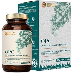 Natuurlijk OPC druivenpitextract, 180 capsules hoog gedoseerd, 500 mg zuivere OPC per dagelijkse dosis, hoogwaardig gewonnen uit Europese druiven/veganistisch, gecertificeerd en duurzaam in glas