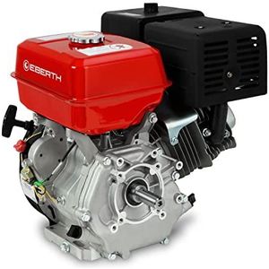 EBERTH 13 pk 9,56 kW benzinemotor stationaire motor kartmotor aandrijfmotor vervangingsmotor (25 mm Ø as, bescherming tegen olietekort, 1 cilinder benzinemotor, 4-takt, luchtgekoeld, kabelstart) rood