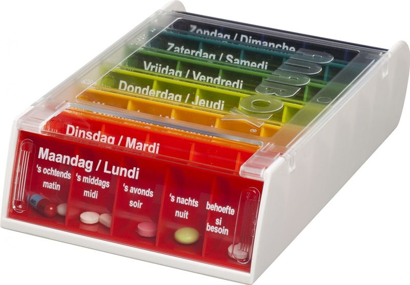 Medicijnbox - Regenboogkleuren - 7 Dagen in een Box - Met 7 Dagboxen