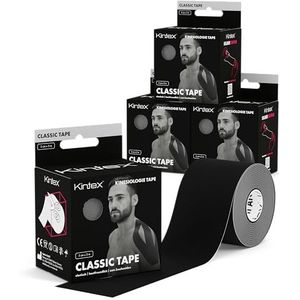 Kintex Set van 4 rollen klassieke kinesiotape 5 cm x 5 m, huidvriendelijk en waterdicht, voor sport en fysiotherapie