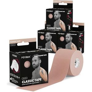 Kintex Kinesiologie Tape Classic, 4 rollen 5 cm x 5 m, huidvriendelijke en waterdichte kinesiologie tape, fysiotape, voor sport en fysiotherapie