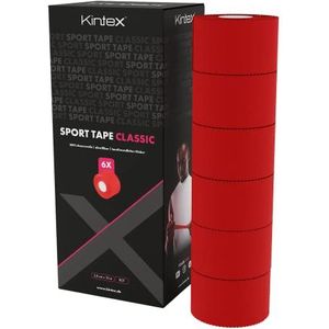Kintex 6 rollen sporttape rood 3,8 cm x 10 m, onelastisch, fixatie