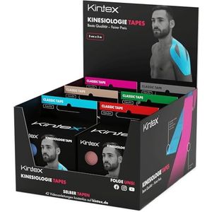 Kintex Kinesiotape Classic - zelfklevend, elastisch, waterdicht en anti-allergisch - sport en kinesiotape voor gebruik bij sportblessures - 6 rollen à 5 cm x 5 m