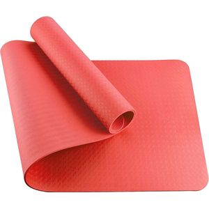 Yogamat, premium TPE, antislip, fitnessmat, sportmat, gymnastiekmat mat voor fitness, yoga, pilates, sport, afmetingen 183 x 61 cm, dikte 6 mm, pepper-rood