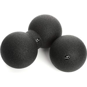 Set van grote fascia-bal (diameter 12 cm) en grote fascia-duobal (12 x 24 cm), zwart, zelfmassagebal voor fasciatraining