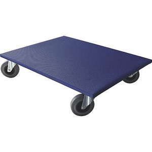 Transportroller, L 600 x B 800 x H 165 mm, Traglast 500 kg, mit 4 Lenkrollen, blau