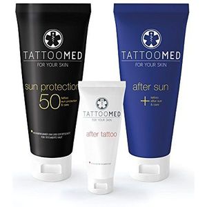 TattooMed Zwembadset met tatoeagebescherming - Sparbundel (zonbescherming SPF 50 100 ml en After Sun 100 ml en After Tattoo 25 ml)
