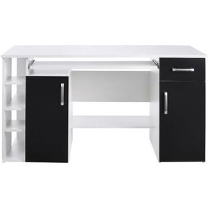 VOGL Möbelfabrik Schreibtisch Tim mit seitlich offenen Fächern & Tastaturauszug, Druckerablage, 1 Schublade, Breite 138 cm, Made in Germany