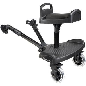 BabyGo - WeGo Meerijdplankje - Zwart - Rubber Wielen - Verstelbare Bevestiging