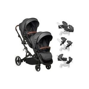 Babygo Twinner Grey Tandem Duowagen Met 2 Reiswiegen