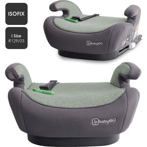 BabyGO Autostoel Booster - Zitverhoger Bursa IV - I-Size - Isofix Bevestiging - Groen (125 - 150cm)