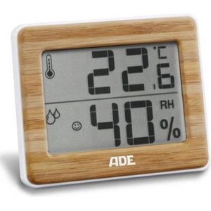 ADE WS 1702 Thermo- en hygrometer Wit, Bamboe