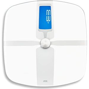 ADE Fitvigo BA 1800 Lichaamsvetweegschaal (personenweegschaal met app, bluetooth voor analyse van gewicht, lichaamsvet, lichaamswater, spiermassa, BMI) wit