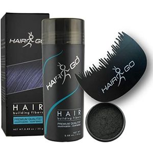 HAIR GO Premium Haarvezels + Haaraanzet Kam SPAARSET Strooihaar voor een natuurlijke haarlijn bij gebruik van Hair Fibers haarverdikkingsmiddelen (donkerbruin)