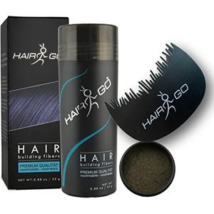 HAIR GO Premium Haarvezels + Haaraanzet Kam SPAARSET Strooihaar voor een natuurlijke haarlijn bij gebruik van Hair Fibers haarverdikkingsmiddelen (middelbruin)