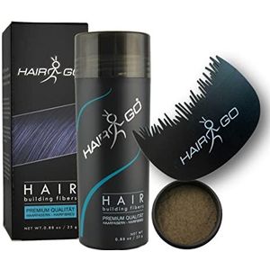 HAIR GO Premium Haarvezels + Haaraanzet Kam SPAARSET Strooihaar voor een natuurlijke haarlijn bij gebruik van Hair Fibers haarverdikkingsmiddelen (lichtbruin)