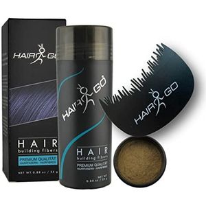 HAIR GO Premium Haarvezels + Haaraanzet Kam SPAARSET Strooihaar voor een natuurlijke haarlijn bij gebruik van Hair Fibers haarverdikkingsmiddelen (donkerblond)