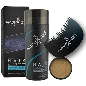 HAIR GO Premium Haarvezels + Haaraanzet Kam SPAARSET Strooihaar voor een natuurlijke haarlijn bij gebruik van Hair Fibers haarverdikkingsmiddelen (middelblond)