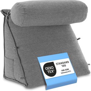 ELONEO - Wigkussen - Nek&Rugsteunkussen - Met Afneembare Nekrol - Wasbare Hoes voor Bed of Bank