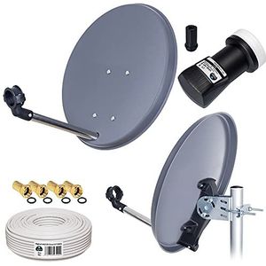 HB-DIGITAL Camping mobiel mini satellietsysteem 40cm schotelantenne UHD LNB 0,1dB incl. F-stekker + 10m coaxiale kabel geschikt voor HDTV UHD 3D 4K