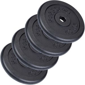 ScSPORTS® 30 kg Halterschijven set - 4 x 7,5 kg - 30 mm - Gietijzer - Gewichten