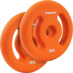 ScSPORTS® Halterschijven met handgrepen - 2 x 3 kg - Neopreen coating - Ø 30 mm - Gewichten