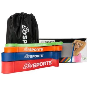 ScSPORTS® Weerstandsbanden - Set van 4 - 208 cm - Weerstand ca. 6,75 tot 56 kg - Resistance bands - Fitness elastiek