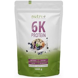 nutri+ 6K Protein - Eiwitpoeder Blueberry Muffin - Veganistisch proteïne poeder - met eiwitten uit zes plantaardige grondstoffen - Eiwit Shake - 1000 g