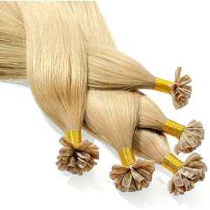 hair2heart set van 50 hairextensions, echt haar, steil, 40 cm, 0,5 g, asblond #20