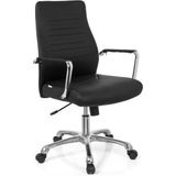 hjh OFFICE 720006 professionele directiestoel TEWA kunstleer zwart/chroom design bureaustoel met armleuningen, ergonomische rugleuning