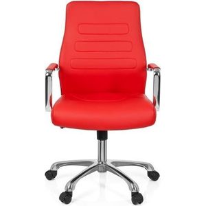 hjh OFFICE 720008 professionele managersstoel TEWA kunstleer rood/chroom design bureaustoel met armleuningen, ergonomische rugleuning