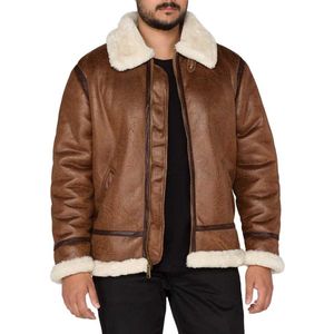 Alpha Industries - B-3 Faux Leather Bomber Jacket - Zwart - Imitatieleer