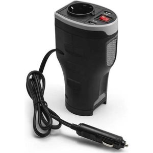 Technaxx TE13 Sigarettenaansteker, stopcontact voor je auto, met 2 USB-poorten, stroomomvormer, auto-adapter, stopcontact, 12 V naar 230 V spanningsomvormer
