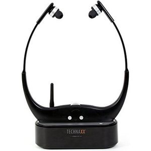 Technaxx Draadloze hoofdtelefoon om naar tv te luisteren, ontworpen voor mensen met gehoorproblemen - zachte oordopjes, vermindering van omgevingsgeluid, 8 uur speeltijd - TX-99 draadloze oordopjes