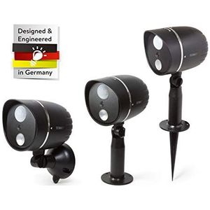Technaxx Buitencamera lamp TX-106, op batterijen werkende video-opname, geluid, licht, bewegingsdetectie, LED, HD, tuin, huis, vakantie, camera, IP65, PIR-activeringstijd 1-1,5 seconden, zwart