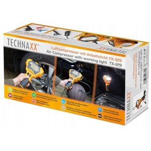 Technaxx 4608 TX-129 Luchtcompressor, voor het oppompen van banden en ballen, manometer, led-werklicht, motorfiets, personenauto